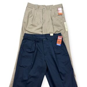 Dockers Pleated Pants NWT 2PCS Men's 38x34 Beige Navy Blue Khaki MSRP $65
